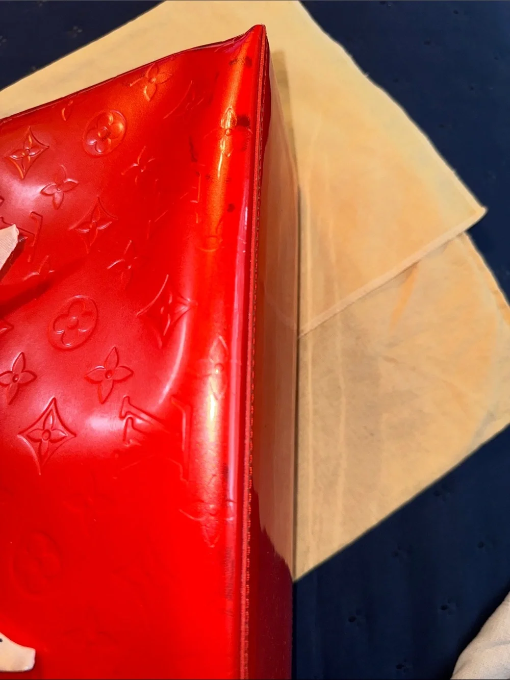 Louis Vuitton Wilshire PM Patent Leather Tote in Orange